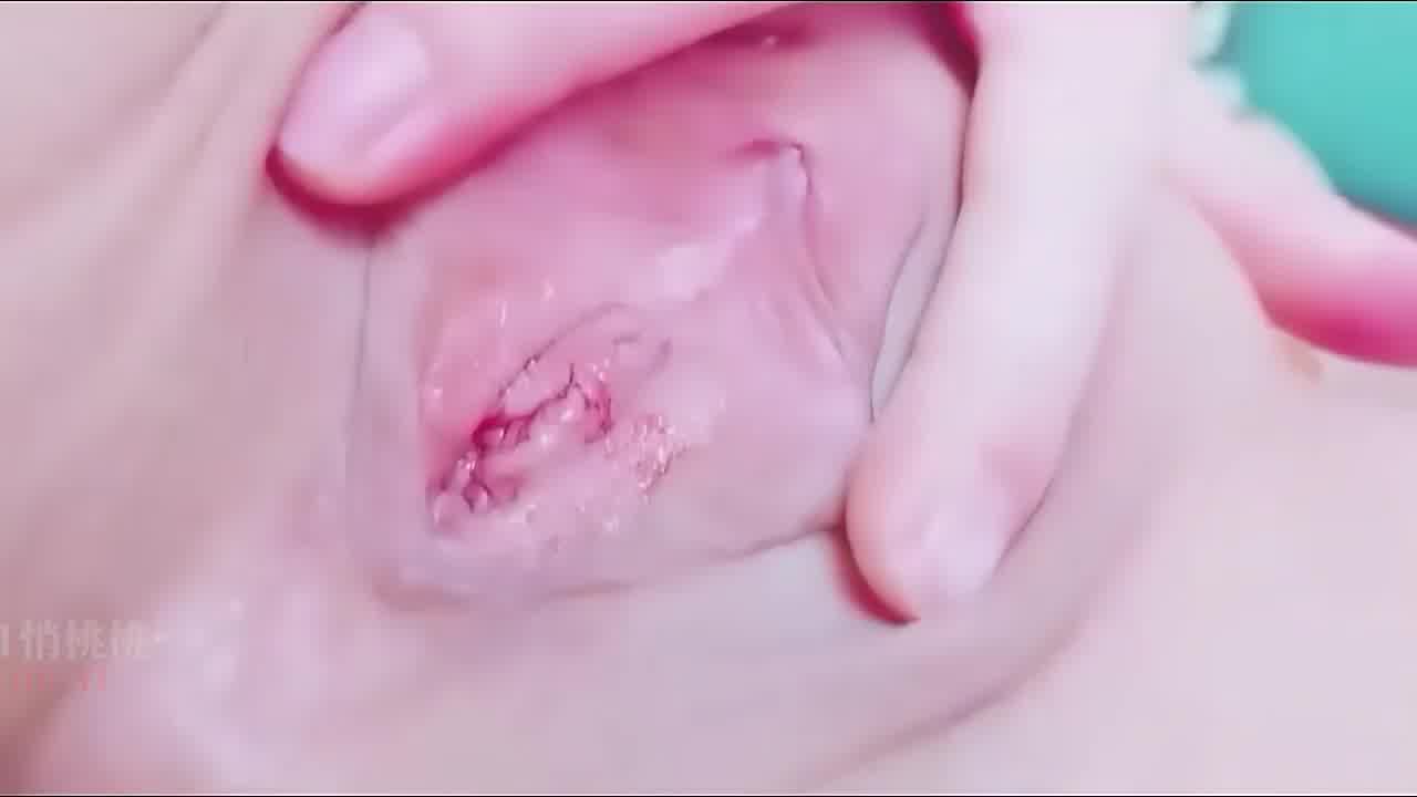  一线天粉逼，水晶棒棒抽插玩弄肛门，近景掰开一线天逼 的剧照2